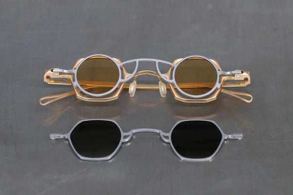Rigards Gold + Silver Frame Milky Yellow Glasses RG1921TI